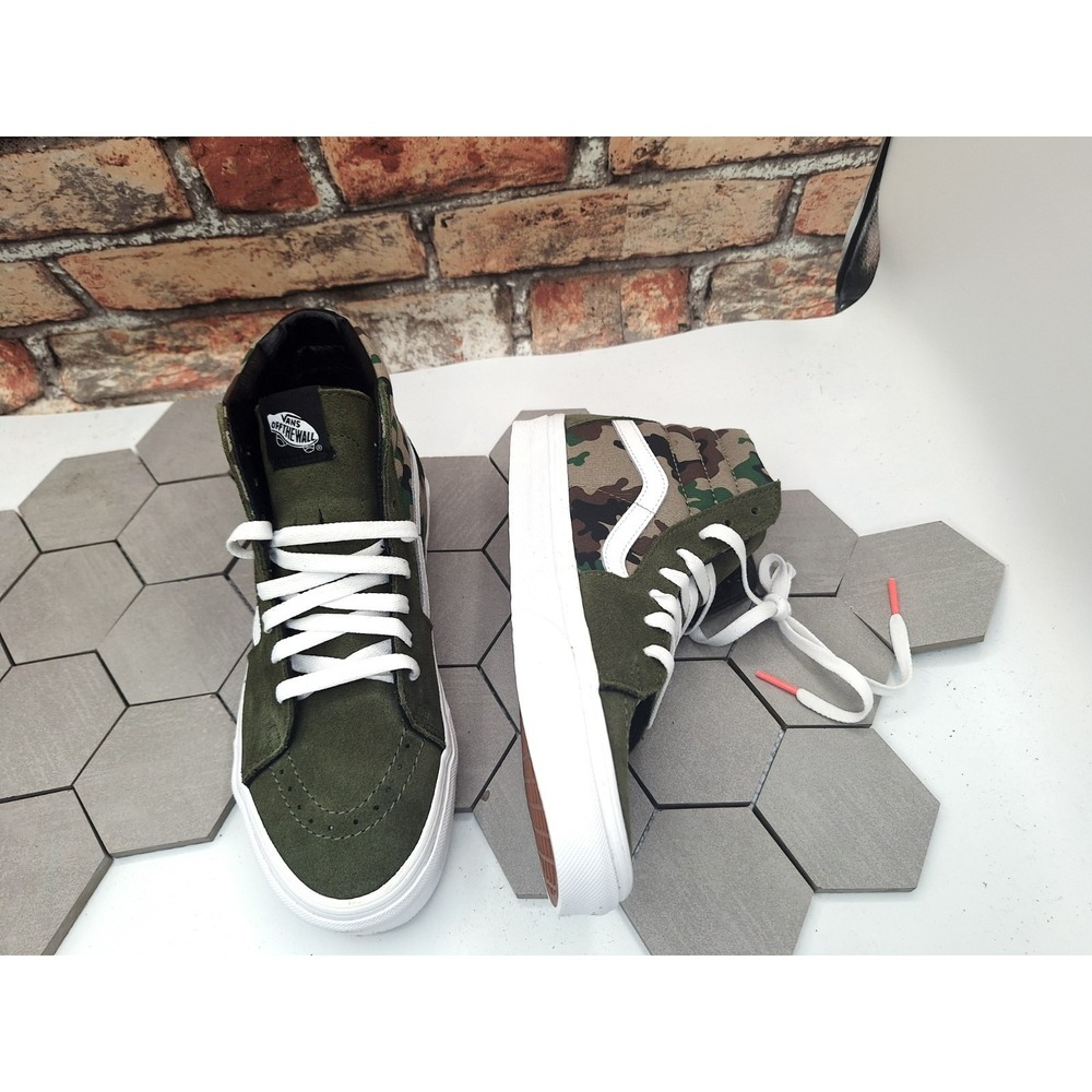 New Vans Sk8-Hi Camo Olive Green High Top Mens 6.5 / Women 8 / Kids 6.5 GS - Picture 9 of 10